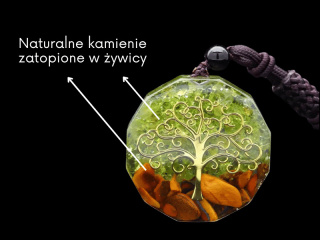 Odpromiennik - Orgonit z naturalnych kamieni i żywicy + Wzór Drzewo Życia